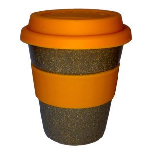 Trinkbecher mit Silikondeckel und Silikongriff Bambooastoria orange 350ml